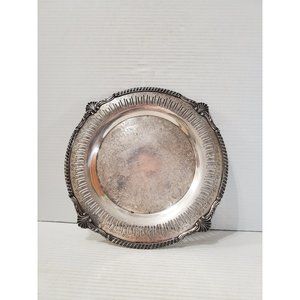 Vintage Victorian Silver Plate Tray - Vintage copper Tray, Round copper - Tray